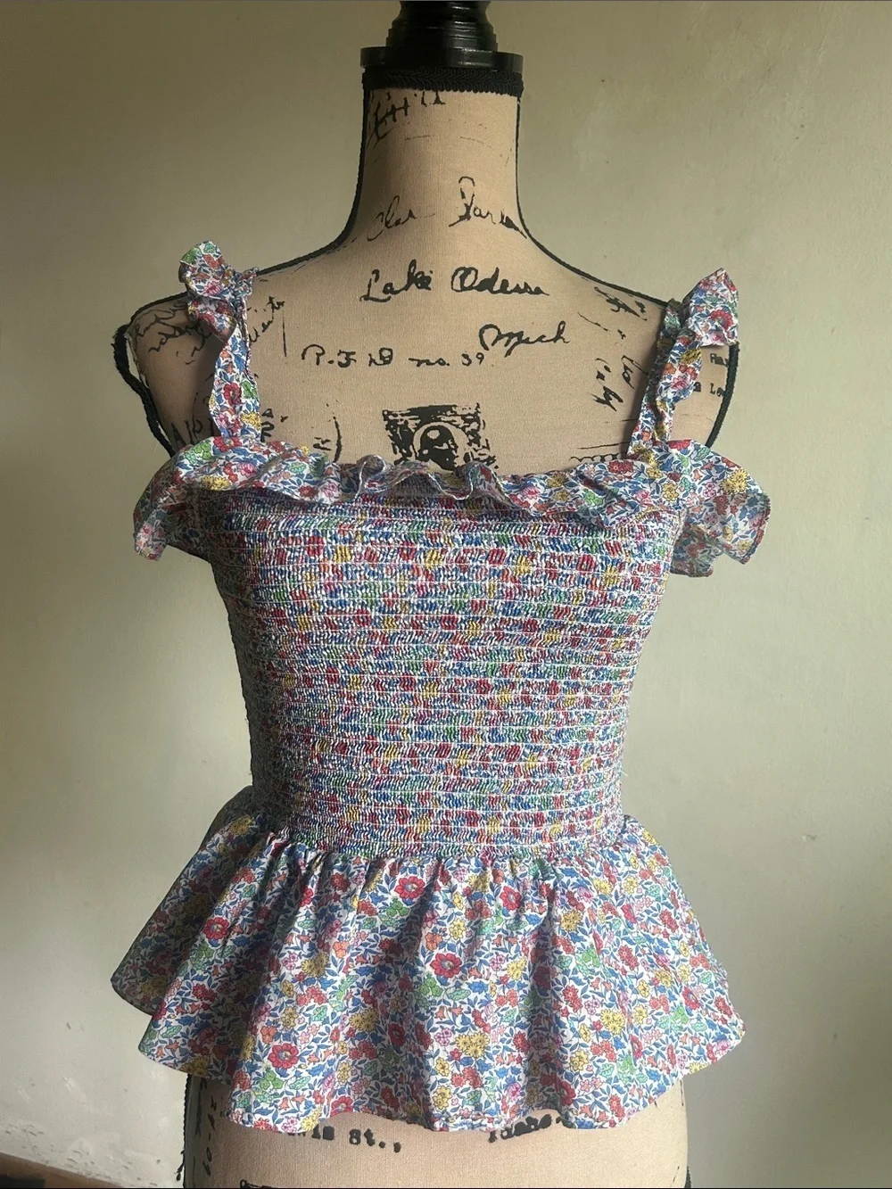J. Crew Richmond Smocked Floral Peplum Ruffled Top Size XS